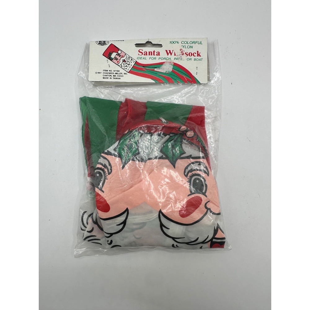 NEW Vintage 1987 Chadwick Unopened Santaâ Windsock Colorful Nylon Christmas